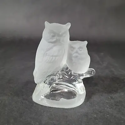 Buy Vintage Frosted Art Glass Owls Figurine Mama Owl & Baby Owl On Branch 3.5  • 15.16£