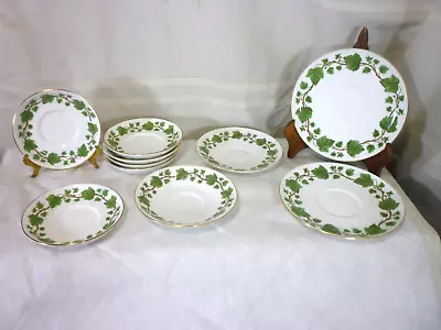 Buy Crown Staffordshire  Fine Bone China Green Ivy Pattern 10 Pieces Lot • 15.68£