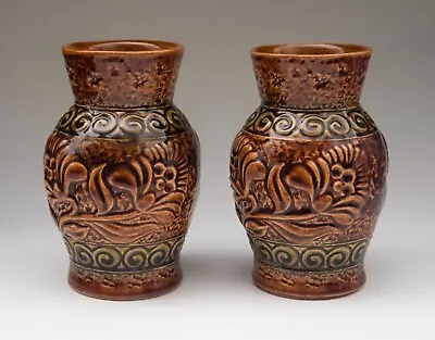 Buy Pair West German Ceramic Vase's, Bay Keramik 670-14  1960-70s Mid Century Modern • 47.88£