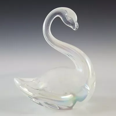 Buy Heron Glass White Iridescent Swan Sculpture / Figurine • 25£