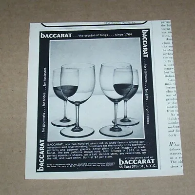 Buy 1967 Print Ad - Baccarat Glass Crystal Stemware Glassware Vintage Advertising • 6.63£