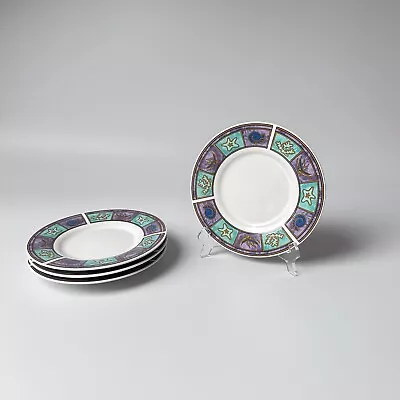 Buy Royal Norfolk 90s Seaside Shell Pattern Green Purple Ceramic Tea Plates X4 • 7.99£