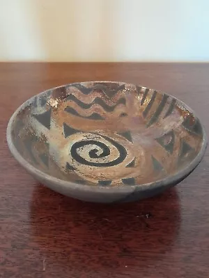 Buy Vintage Raku Studio Pottery Swirl Glaze Bowl - Signed PK • 12.50£