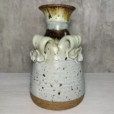 Buy Vintage Peter Reece Art Pottery Speckled Matte Ribbon Handle Vase 9.25  • 50.35£