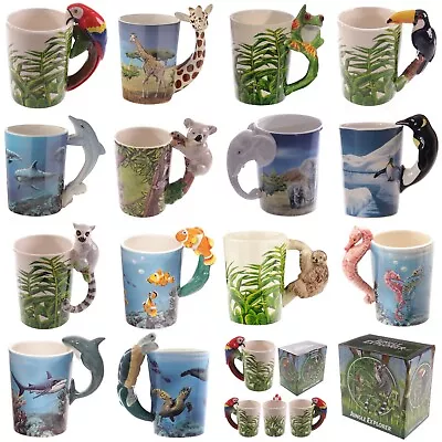 Buy Animal Shaped Handle Ceramic Mug Tea Coffee Cup Novelty Gift Jungle Tropical  • 8.99£