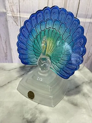 Buy Vintage Cristal D'Arques France 24% Lead Peacock Open Tail Figurine Ornament 8” • 27.95£