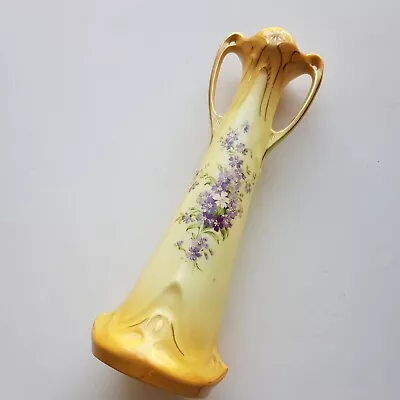 Buy Antique Art Nouveau Ceramic Glazed Vase Austrian Royal Teplitz 24cm Floral Gilt • 40£