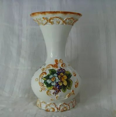 Buy Vintage Bassano Italy Hand Painted Pottery Vase Large 28 Cm High • 8.99£