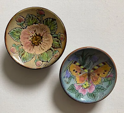 Buy Vintage Chelsea Pottery Pin Dishes Wall Art Floral + Butterfly Motifs Signed • 30£