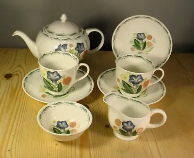 Buy Susie Cooper  Blue Gentian  C.674 Bone China Teapot / Tea-For-Two Set 1953 • 75£