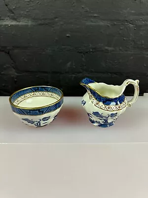 Buy Booths Real Old Willow A8025 Gold Trim Milk Cream Jug 3.75  And Open Sugar Bowl • 15.99£