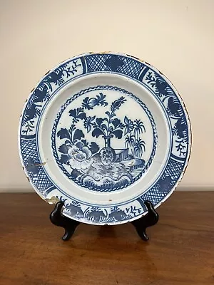 Buy Antique English Blue & White Delftware Plate, 18th Century • 45£