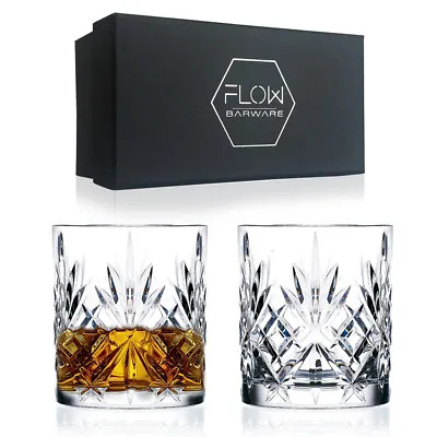 Buy Set Of 2 Crystal Whiskey Glasses Bar Gift Scotch, Bourbon G&T Tumblers BOXED • 19.95£