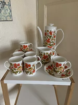 Buy Elizabethan Fine Bone China Meadow Flower Coffee Pot Cup Saucer Set Milk Retro • 12£