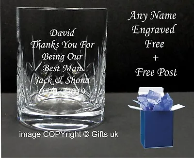 Buy Personalised Engraved Lead Crystal Whisky Glass Wedding Best Man Usher, Dad Gift • 12.95£