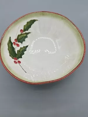 Buy Umbriaverde Italy Pottery Ceramiche Christmas Bowl Holiday Holly 7.5” • 9.60£