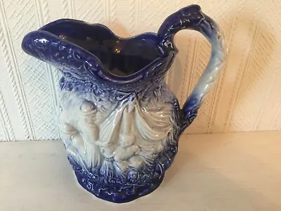 Buy Blue & White Jug Burleigh Ironstone Reproduction  Gypsy Camp Decoration • 16£