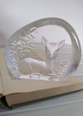 Buy Mats Jonasson Sweden Lead Crystal Deer / Fawn Paperweight Glass Sculpture Signed • 14.99£