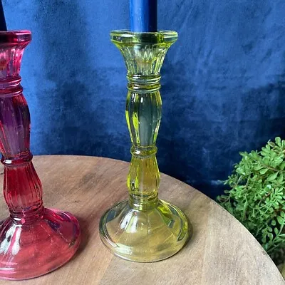 Buy Green Glass Dinner Candle Holder Candlestick 20cm Tall • 15£