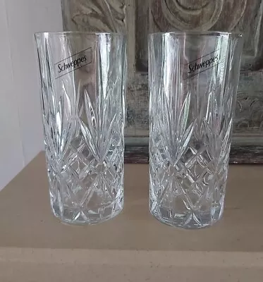 Buy New Set Of 2 Schweppes Gin Highball Cut Crystal Glasses Two Melodia Italiana Rcr • 9.95£