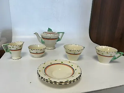 Buy Burleigh Ware Art Deco Tea Set Pot 2 Cups 2 Coasters Milk And Sugar Bowl • 7.49£