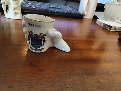 Buy Castleford China Crested Ware Hand Holding Cup  Good Health!  Local Imprint • 8.50£