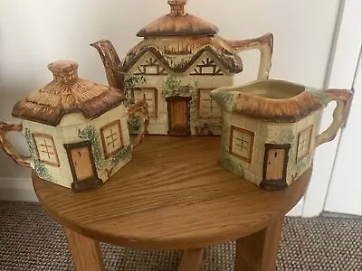 Buy Keele Street Pottery House Tea Set Teapot Sugar Bowl Milk Jug See Condition Note • 10£