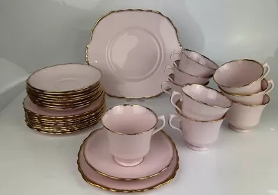 Buy Royal Vale Pale Pink And Gold Edge Tea Set 9 Sittings - 30 Pieces • 69.95£