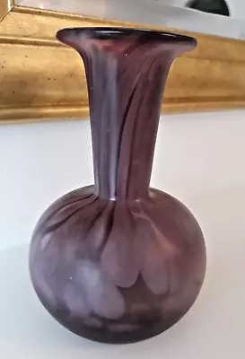 Buy Vintage Signed Mtarfa Maltese Purple Satin Art Glass Vase • 9.95£