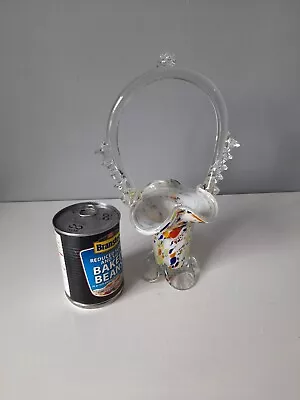 Buy Vintage Art Glass Basket - Good Condition - 27 Cm Tall • 5£