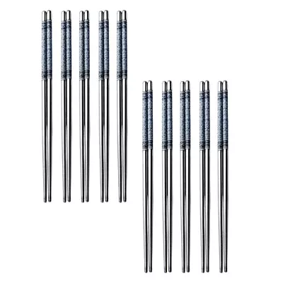 Buy  10 Pairs Blue And White Chopsticks Stainless Steel Dinnerware+sets • 10.18£