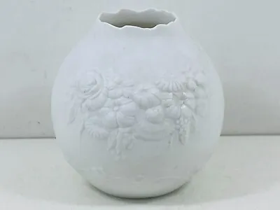 Buy Antique Vintage Kaiser White Bisque Round Floral Porcelain Vase • 12.99£