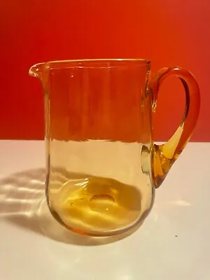 Buy Mid Century Amber Glass Water Jug 16.5 Cm Tall, Vintage • 18.79£