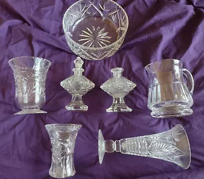 Buy Job Lot/Bundle Crystal Cut Glass Jug ,Scent Bottle Bowl ,Vases  , Glassware Etc • 15£