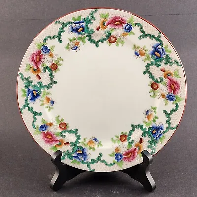 Buy Royal Cauldon VICTORIA Luncheon Plate Smooth Red Edge Floral Scaled Pattern 8¾  • 14.18£