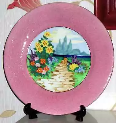 Buy Lovely 1939 Maling Pottery Wall Plaque Garden Scenes Powder Rose Embossed Border • 39.99£