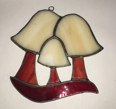 Buy Vintage Leaded Stained Glass Mushroom Suncatcher Window Hanging Retro • 9.49£