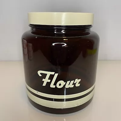 Buy Made In England Vintage 80s Retro Kitchen Storage Jar CLP Flour Jar Brown Glass • 19.99£