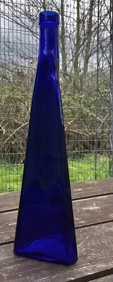 Buy VTG Art Glass Blue Genie Wine Bottle Large Pyramid Decanter • 18£