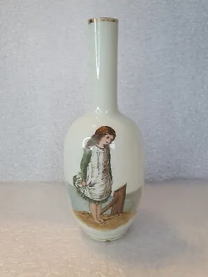 Buy Antique Hand Painted Milk Glass Vase • 12.99£
