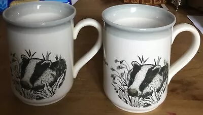 Buy 2 Vintage Staffordshire Badger Mugs Stoneware Woodland Theme • 5.99£