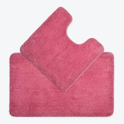 Buy Two Piece Bath Mat And Pedestal Mat Set Non-Slip Luxurious Soft Microfibre Pile • 26.95£