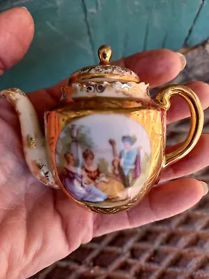 Buy Antique Royal Vienna Beehive Dollhouse Child Figures Porcelain Miniature Teapot • 43.43£