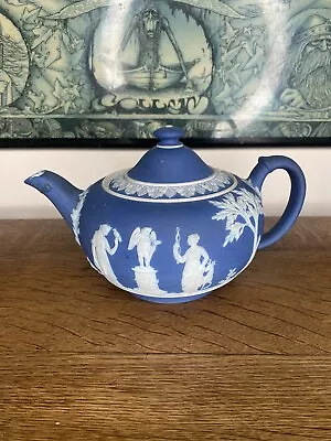 Buy Large Antique Wedgwood Neo-Classical Cobalt Jasperware Teapot • 48£