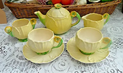 Buy Vintage Carlton Relief Ware Australian Design Yellow Buttercup Small Tea Set 40s • 199£