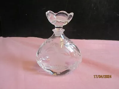 Buy Cut Glass  Crystal Perfume Bottle With Flower Stopper • 2.50£