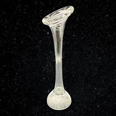 Buy Vintage Murano Swung Vase Retro Glass Clear  Bullicante 8.5”T 2.5”W • 36.98£
