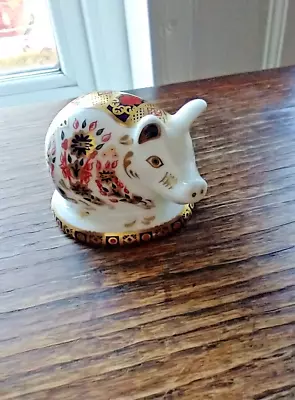 Buy Little Royal Crown Derby Piglet Paperweight, Silver Stopper • 35£