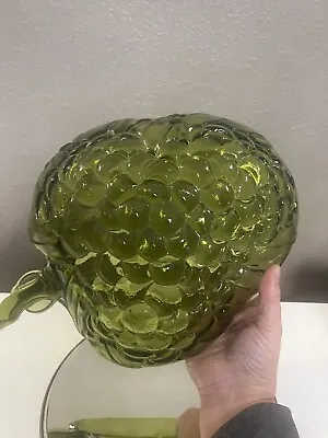 Buy Vintage Indiana Glass Emerald Green Large Fruit Bowl Grape Theme • 11.36£