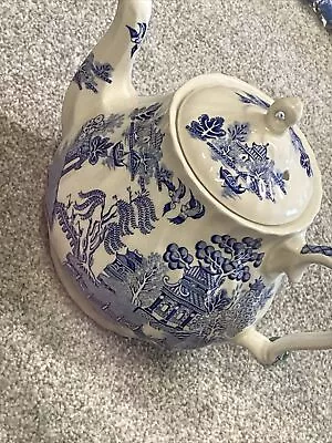 Buy Vintage Sadler Blue And White Large Teapot In Blue Willow Japan Pattern Design • 34.95£